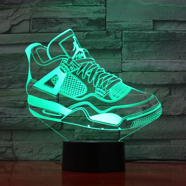 

Баскетбол обувь лампа 3D Optial светодиодные лампы ночника АА батареи USB питание 7 RGB свет DC 5 в Оптовая Бесплатная доставка
