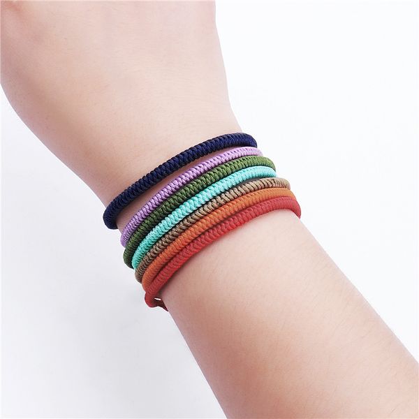 

7-color thread bracelet tibetan buddhism love lucky charm tibetan bracelets & bangles for women men handmade knot rope, Red;blue