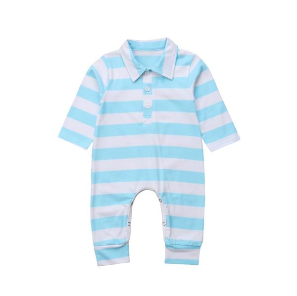 

2018 lovely newborn baby boy girl striped romper jumpsuit babygrows clothes hot new, Blue