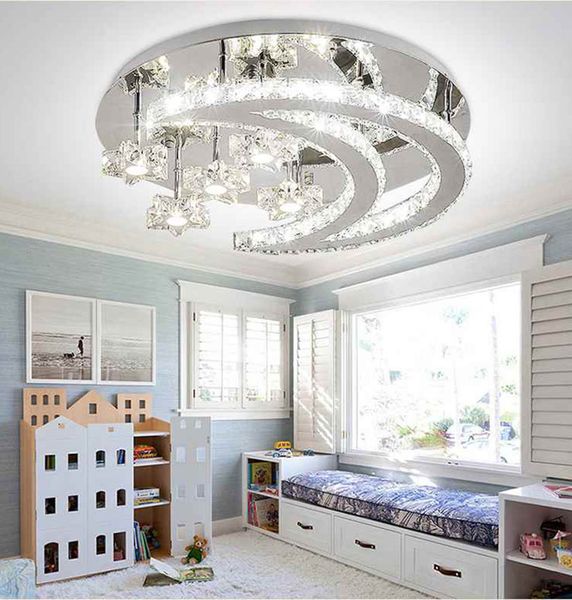 2019 Star Moon Bedroom Crystal Led Ceiling Light Chrome Modern Simple Room Creative Remote Child Room Lighting From Xiong1972 481 63 Dhgate Com