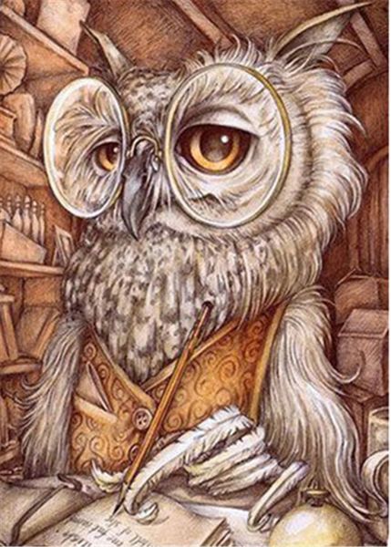 

diy diamond painting cross stitch kit rhinestone full round diamond embroidery animal grey owl home mosaic decoration yx4148