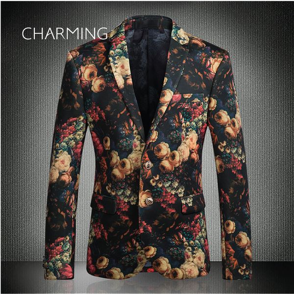

mens suits large size men's jacket suitable for singers to perform menswear casual suits for men material fashion print, Black;gray