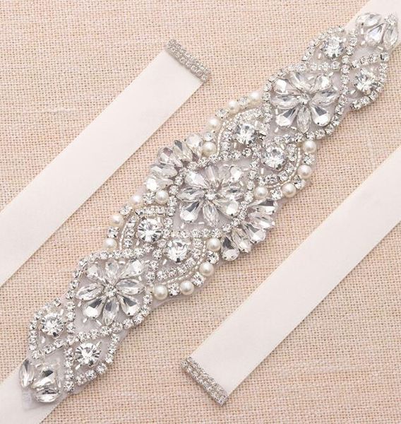 MissRDress Pérolas Cinto de Casamento Strass Cinto de vestido de noiva cintos de Cristal de Prata Cinto de Noiva para vestido de Casamento YS837213z