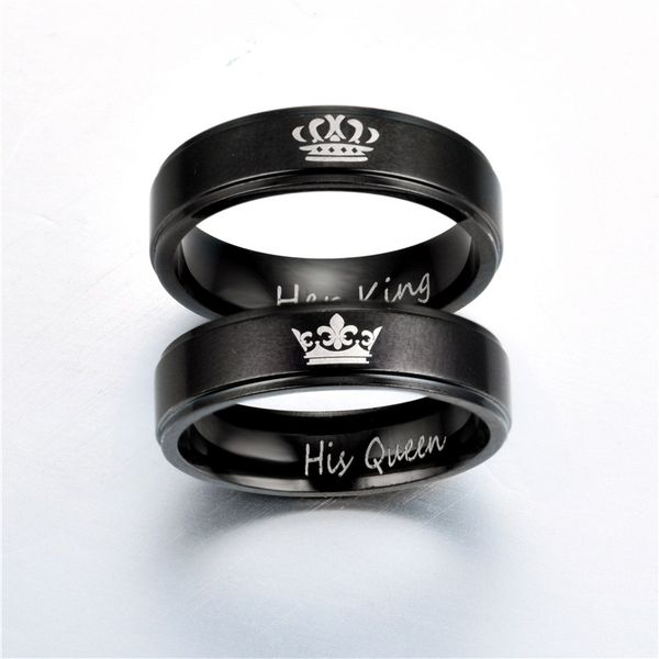 

2018 новая мода diy пара ювелирных изделий кольца ее король и его королева обручальные кольца из нержавеющей стали для женщин мужчин размер, Silver