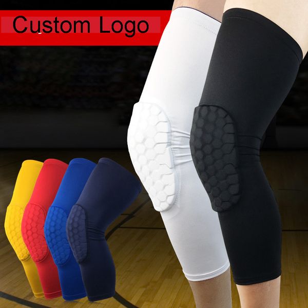 

breathable men sports football basketball knee pads honeycomb knee brace leg sleeve calf compression knee support protection dhl h388f, Black;gray
