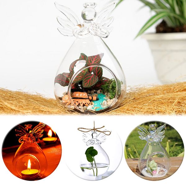 

transparent flower glass vase clear plant bottle container hanging vase hydroponic angel wishing home deco candlestick