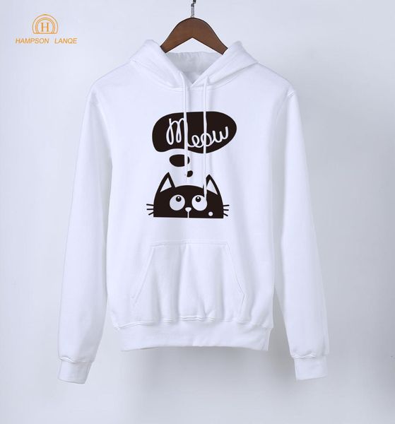 

2018 spring sweatshirts women anime meow kawaii cat print women's hoodies autumn long sleeve pullovers warm fleece k- hoody, Black
