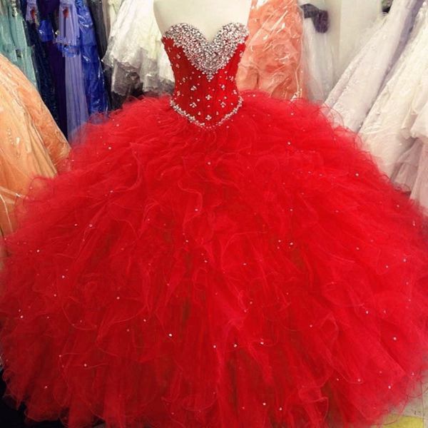 

2018 сексуальная милая кристалл бальное платье quinceanera платья с бисером тюль сладкий 16 платье плюс размер зашнуровать vestido де 15 ano, Blue;red
