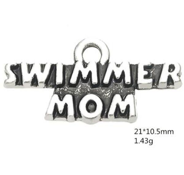 

2021 tibetan silver plated word swimmer mom charm jewelry, Bronze;silver