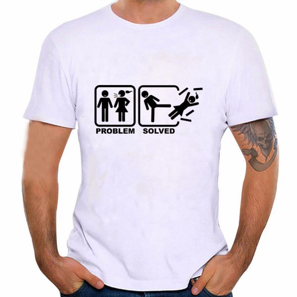 

new problem solved t shirts men cotton short sleeve funny print man t-shirt mens tshirt tee drop shipping white black