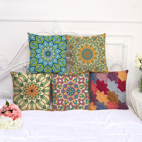 

mandala floral print cotton flax pillow case cover car sofa pillow sham armchair for living room bedroom study room dining room l