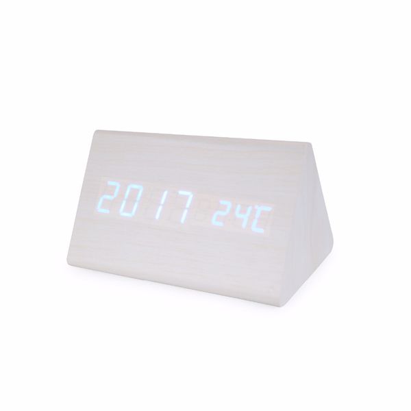 

muktin wooden bamboo led clock electronic alarm clock calendar temperature voice control luminous mute highlight for student