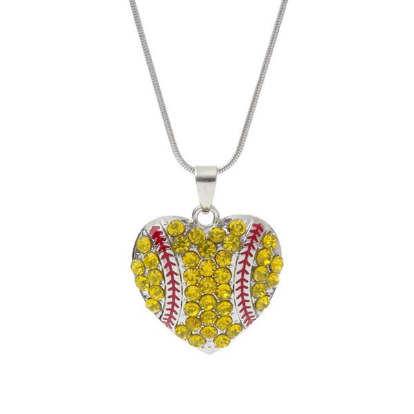 

charm rhinestone baseball necklace softball pendant necklace love heart sweater jewelry accessories party favor gifts 359