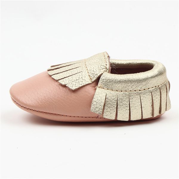 

baby girls boys soft sole leather infant toddler moccasins fringe tassel shoes gold first walker