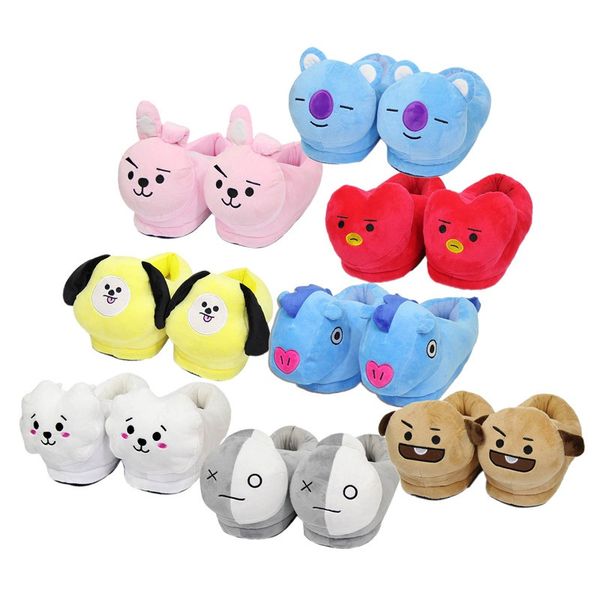

anime plush slippers animal cute stereo thick cotton shoes home warm shoes, Black;grey