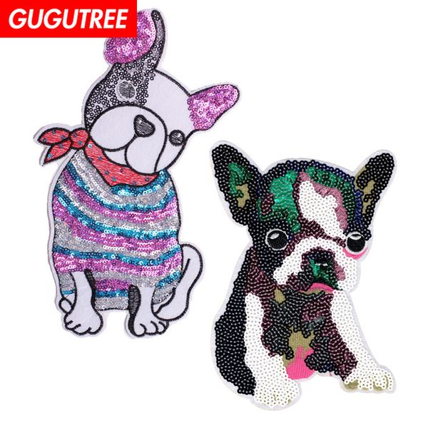 

gugutree вышивка пайеткой больших собак, нашивок, животных, нашивок, значков, аппликаций, заплаток для одежды, Black