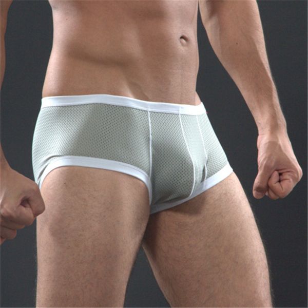 

2018 new men boxers mesh u convex pouch speed dry breathable underwear soft men solid comfortable cuecas male panties, Black;white