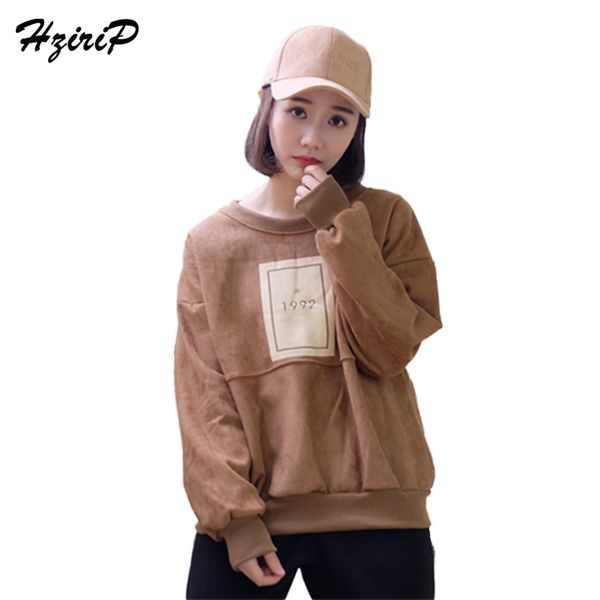 

hzirip 2018 new spring fashion women sweatshirts casual full sleeve pullovers o-neck comfortable soft female number print, Black