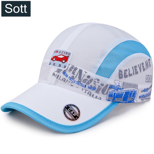 

sott] 2018 fashion summer baseball cap kids snapback hat quick drying breathable kids cap girls boys size, Blue;gray