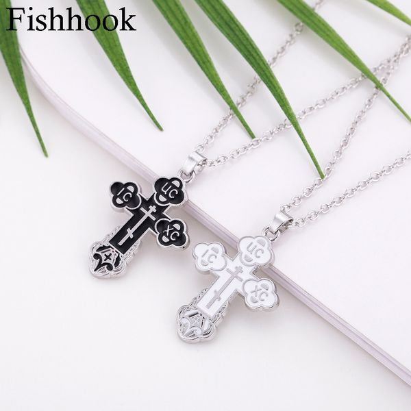 

fishhook russian slavic enameled orthodox eastern church cross jesus christian religious charms for pendants necklaces, Silver