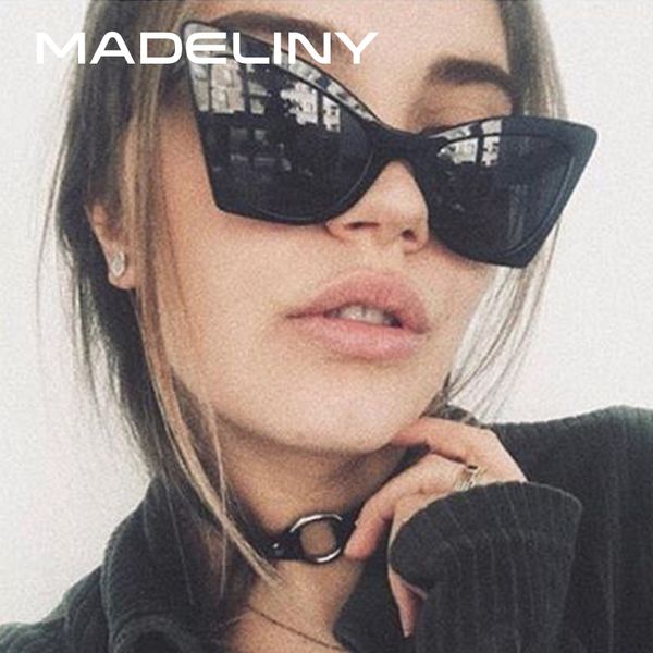 

madeliny new women cat eye sunglasses 2018 vintage acetate black red yellow female fashion sun glasses uv400 shades ma279, White;black