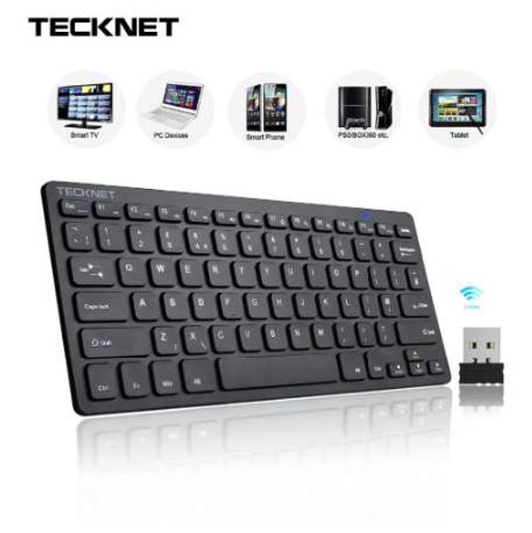 Tecknet 2.4 ГГц Мини Беспроводная клавиатура для Windows Android Smart TV UK Keyboard Layout Тихое клавиатура с USB Nano Receiver