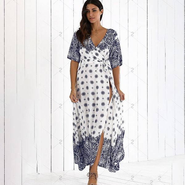 

new bohemia print dress, long beach dress, beach dress, dress 1239, Black;gray