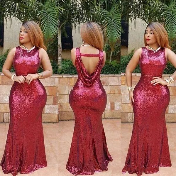 

dark red arabic sparkly sequined prom dresses 2018 open back mermaid evening party gowns floor length black girls party dress