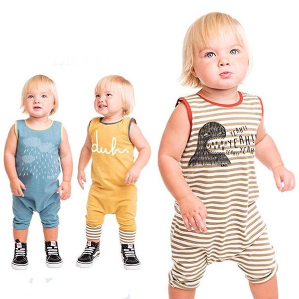 

summer girls baby rompers fashion newborn baby boy romper sleevelss jumpsuit clothes cartoon baby clothes cotton outfits 0-24m, Blue