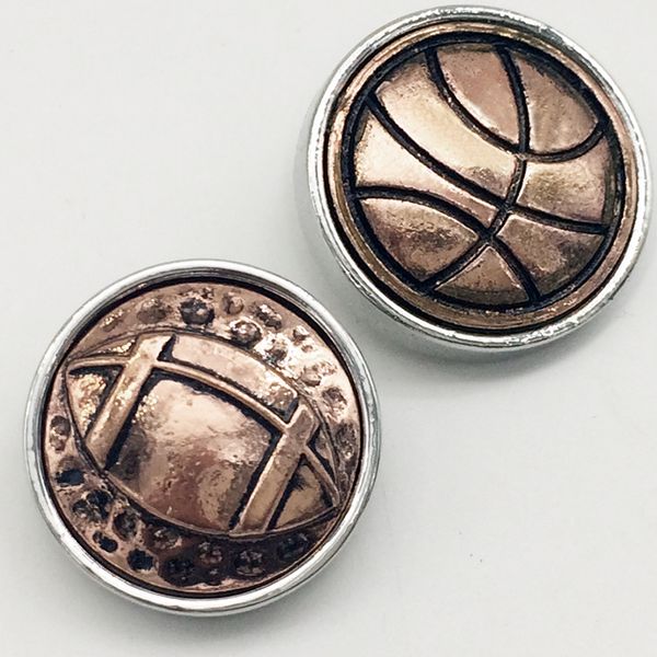 

xhb057 football basketball metal snap button for snap jewelry (fit 18mm 20mm snap, Golden;silver