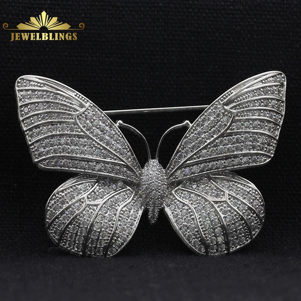 

fabulous full micro pave cz butterfly brooch silver tone tinny round stone paved antique victorian butterfly broaches for women, Gray