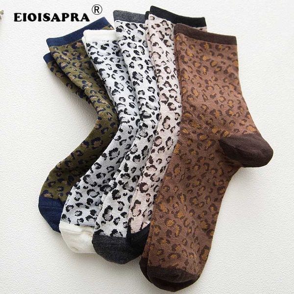 

socks & hosiery [eioisapra]autumn/winter fashion leopard grain elegant women trend harajuku creative personality vintage sokken, Black;white