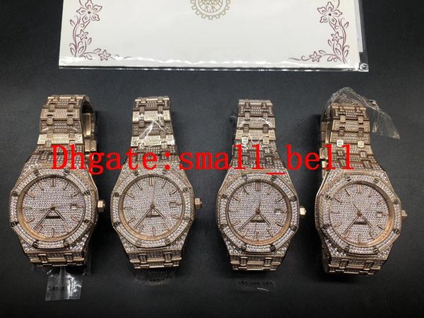 

manufacturers new fashion men's stainless steel diamond watch 2813 automatic mechanical 41mm 15400 men's date sapphire hardcover w, Slivery;brown