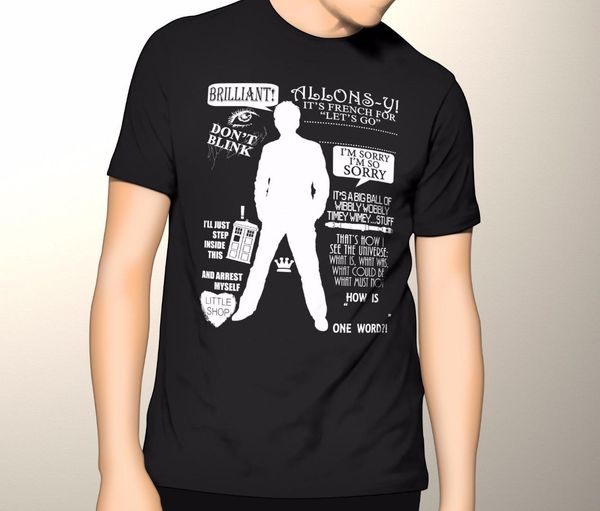 

doctor who shirt, quotes, brand new graphic t-shirt s-5xl sci-fi new fashion mens short sleeve t shirt cotton t shirts, White;black