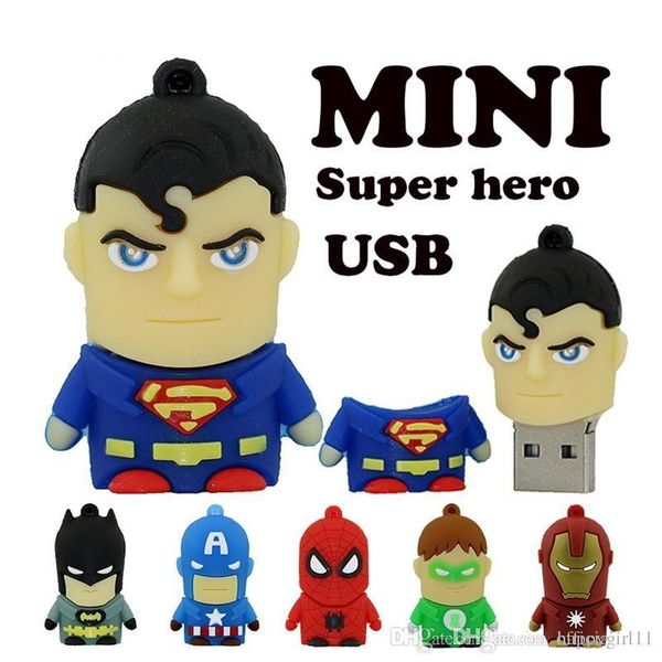 

1p cartoon pendrive u disk america captain superman spiderman batman pen drive super hero 2gb 4gb 8gb 16gb usb flash drive