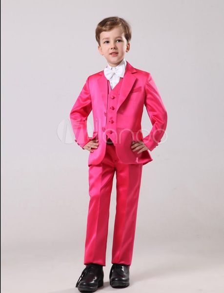 

two button red boy formal wear handsome boy kid attire wedding wear birthday party prom suit(jacket+pants+tie+vest ) 35, Black
