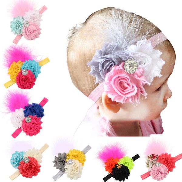 

feather flower decoration elasticity hair band baby headdress flower fashion children head accessory t3g0024, Slivery;white