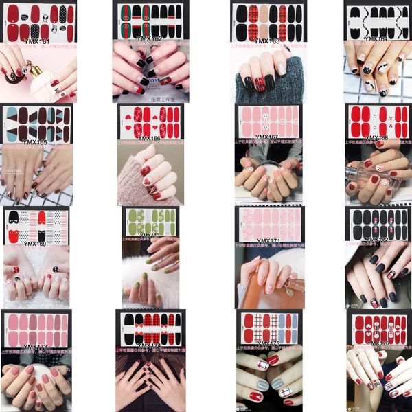 

nail art full-cover sticker sheet 14tips sticker polish ymx161-176, Black