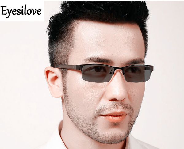 

eyesilove men's myopia glasses pchromic glasses nearsighted with sensitive lenses transition lenses -0.00 to -6.00, Silver