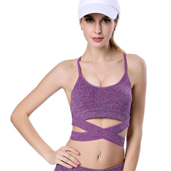 

women fitness yoga push up sports bra running seamless padded professional shockproof pink black plus size bra cross, White;black