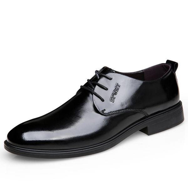 

fashion comfortable business men dress shoes male for men shoes autumn popular lace up footwear quality, Black