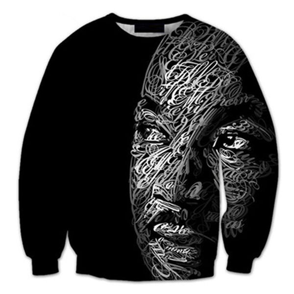 

новейшая мода черный пользовательский характер последние harajuku стиль 3d печати потеет мода одежда женщины мужчины 3d толстовка повседневн, Black