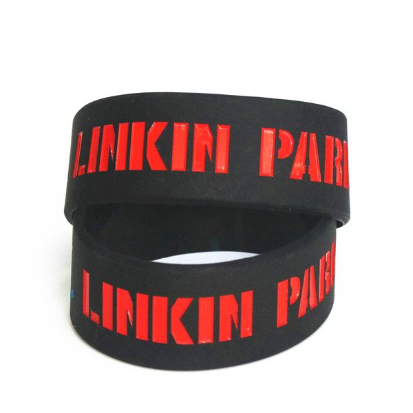 

new 25pcs linkin park silicone wristband black wide silicone bracelets & bangles rock music bands fans gifts wholesale sh071, Golden;silver