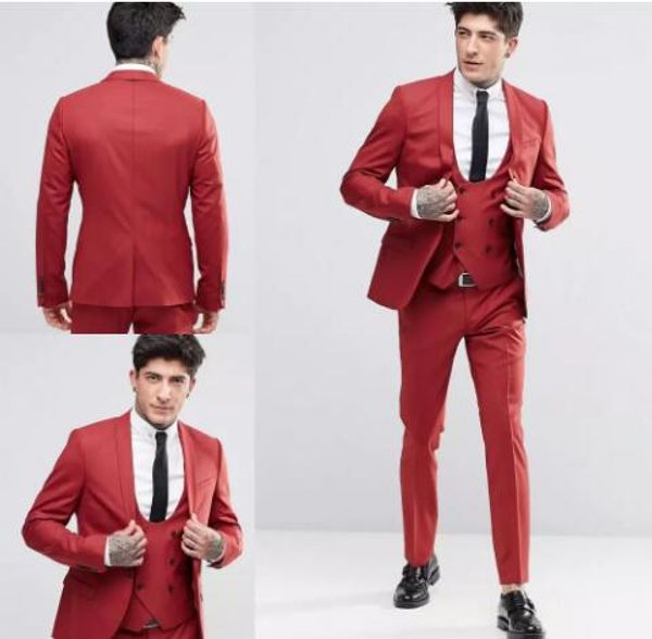 

new fashion handsome groom tuxedos shawl lapel one button three pockets groom suits extremely cool man suits (jacket+pants+vest ), Black;gray