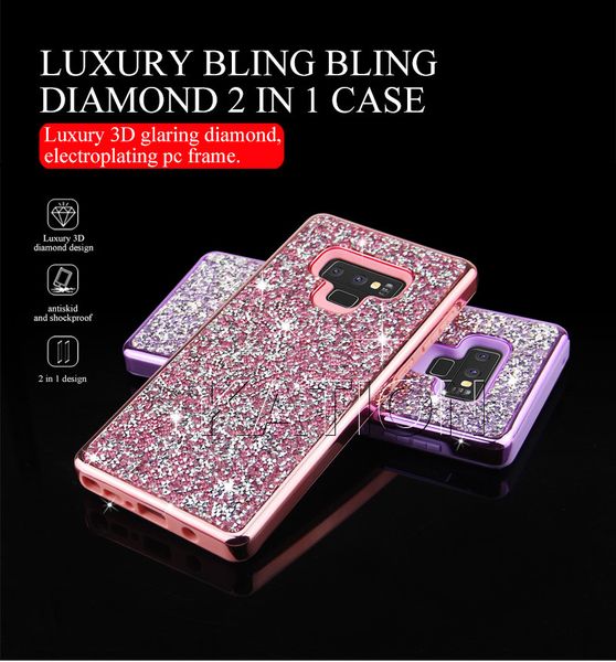 

luxury diamond rhinestone glitter back cover bling phone case for iphone xr xs max x 8 7 6s plus galaxy note 9 case