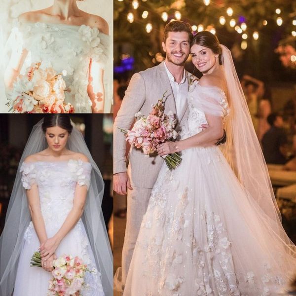 Abiti da sposa da giardino fata con spalle scoperte 2019 Abiti da sposa sexy con spalle scoperte in pizzo Abiti da sposa in tulle con lacci dietro Vestdios da sposa