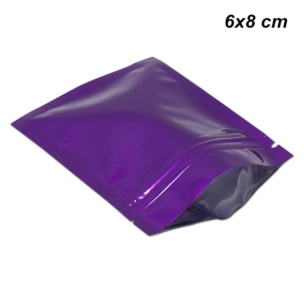 

фиолетовый 6x8cm 100 шт. закрывающиеся zip lock алюминиевая фольга для хранения продуктов питания упаковка сумки фольги майлар молния сумка