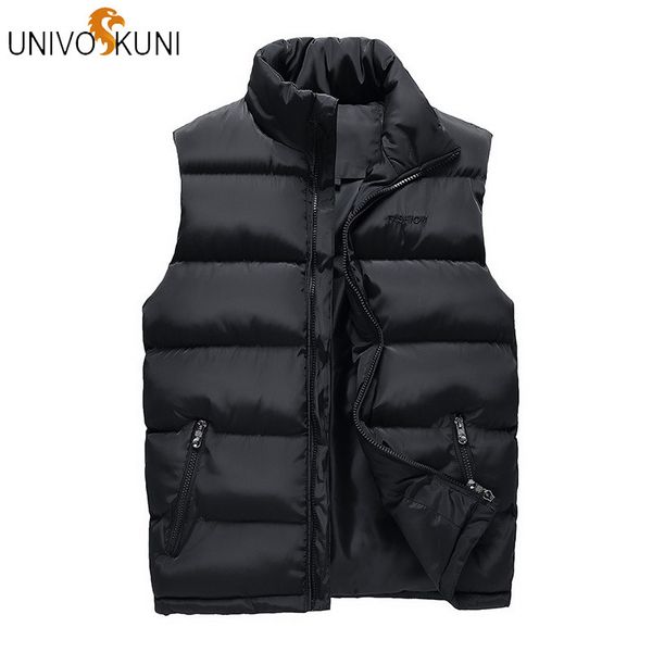 

univos kuni men vests fashion casual sleeveless coat thick warm zipper jackets outerwear cotton-padded waistcoats vest men j405, Black;white