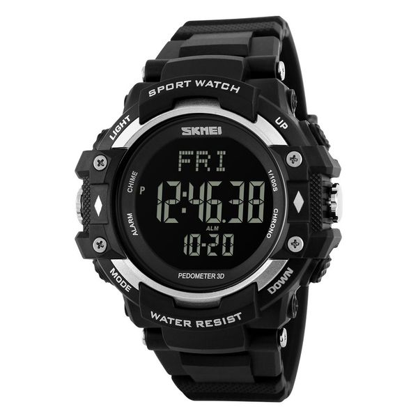 

wengle new skmei fashion movement student watch trend waterproof step count outdoor alarm calendar luminous electronic watch, Slivery;brown