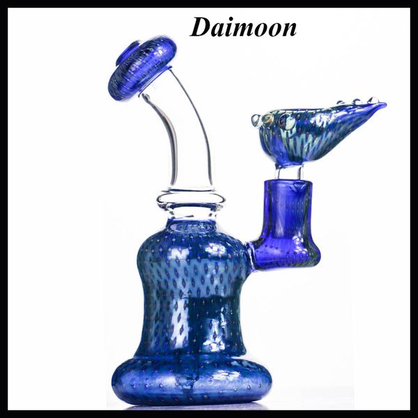 Novo design azul mini bong fumar tubo com 14mm tigela água linda arte tamanho conjunto bongos narguilhadeiras